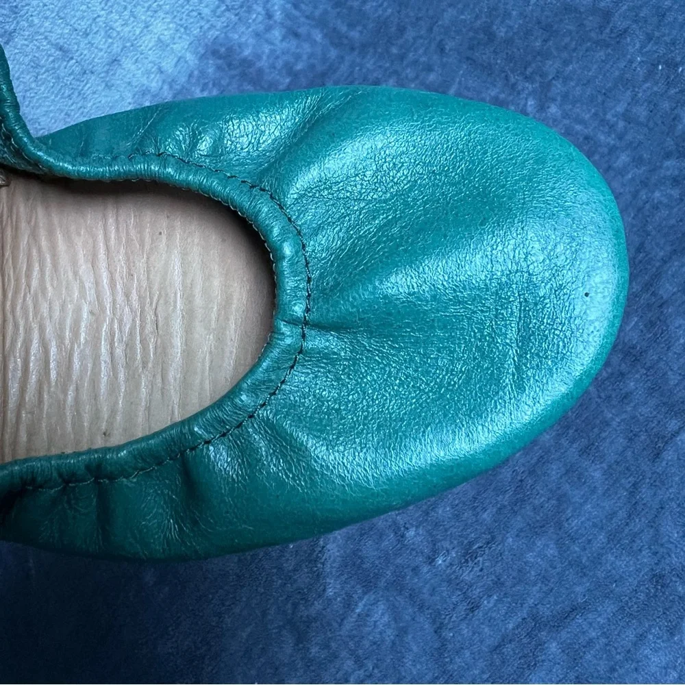 Tieks By Gavriely Flat Shoes Sz 7 Pacific Green Leather Ballet  Flats Foldable - Picture 6 of 17